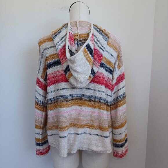 Billabong Hoodie Baja Beach Hooded Sweater Multi-Colored Stripe Womens Large - Picture 3 of 15